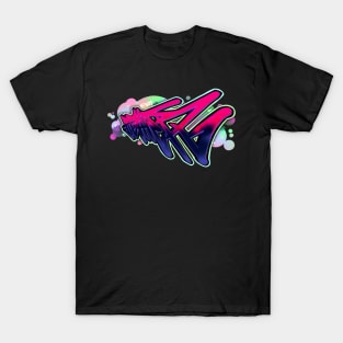 FIGHTER - Street Art Style Text in Pink and Purple T-Shirt